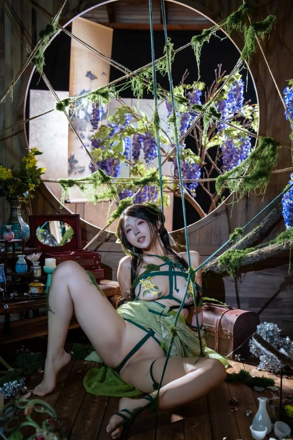    云溪溪 苔缚：森系绳艺艺术，古风幽境下的极致诱惑与大胆视觉私房照第36张图片