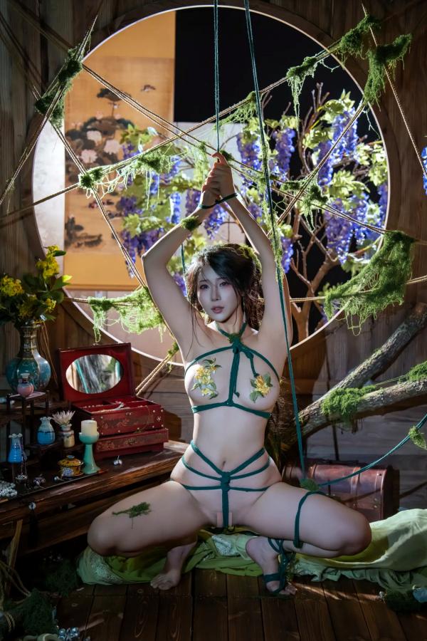    云溪溪 苔缚：森系绳艺艺术，古风幽境下的极致诱惑与大胆视觉私房照第79张图片