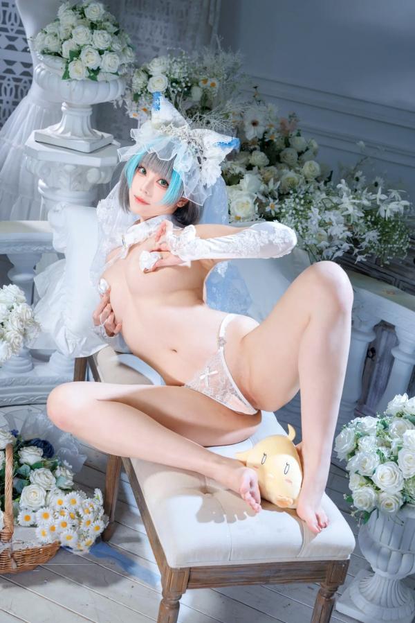    蜜汁猫裘 柴郡花嫁Cosplay高清美图，碧蓝航线角色扮演，唯美婚纱诱惑，演绎纯欲猫娘风情[125P]第3张图片