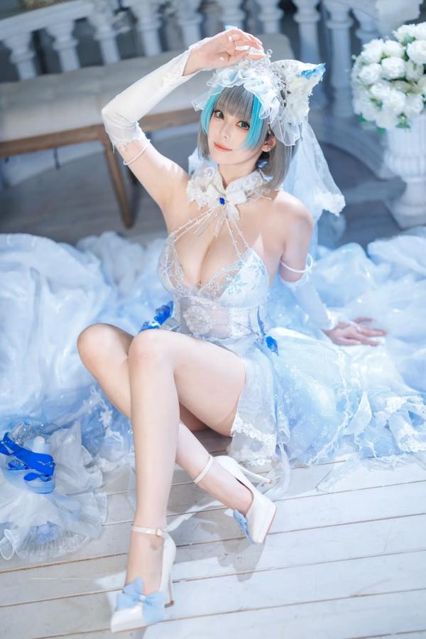    蜜汁猫裘 柴郡花嫁Cosplay高清美图，碧蓝航线角色扮演，唯美婚纱诱惑，演绎纯欲猫娘风情[125P]第14张图片