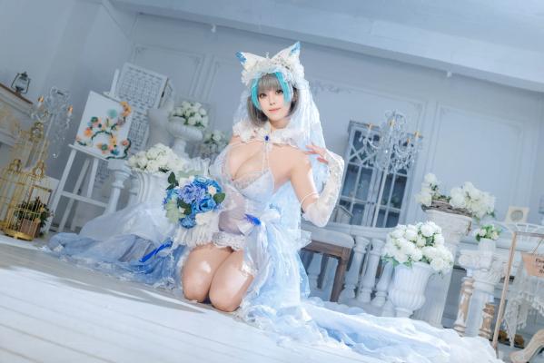    蜜汁猫裘 柴郡花嫁Cosplay高清美图，碧蓝航线角色扮演，唯美婚纱诱惑，演绎纯欲猫娘风情[125P]第21张图片