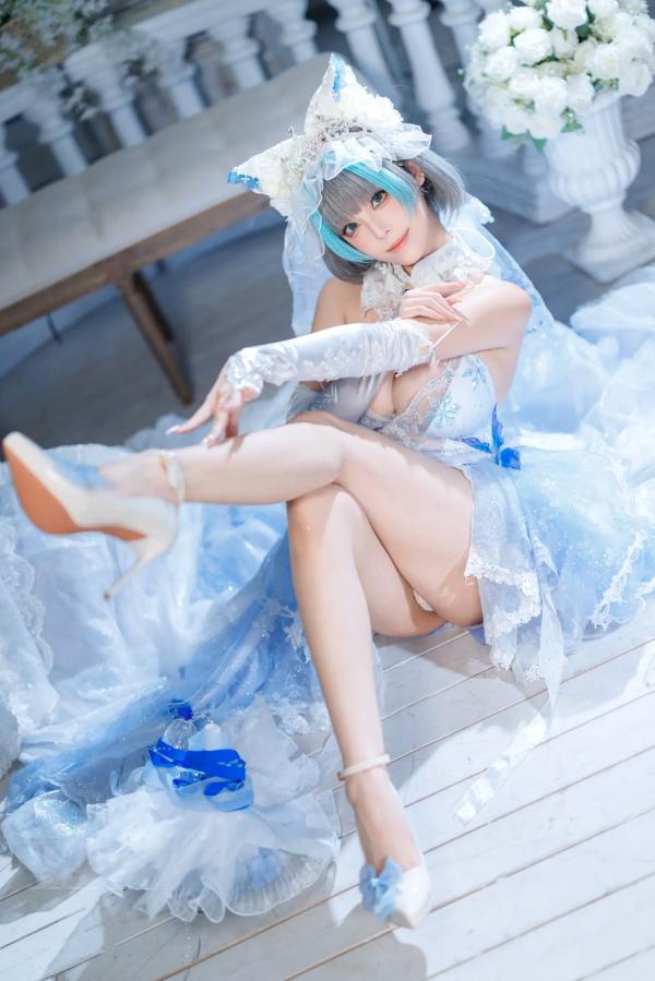    蜜汁猫裘 柴郡花嫁Cosplay高清美图，碧蓝航线角色扮演，唯美婚纱诱惑，演绎纯欲猫娘风情[125P]第82张图片