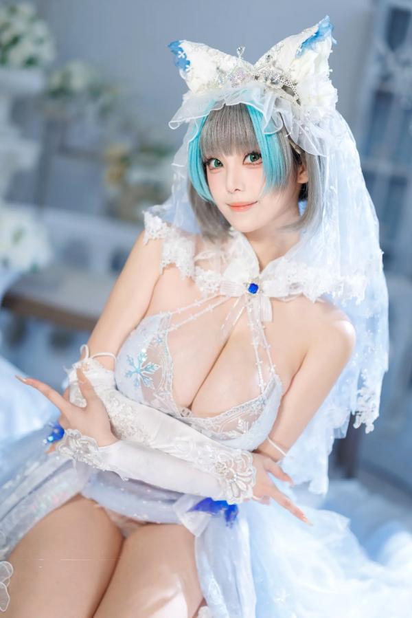    蜜汁猫裘 柴郡花嫁Cosplay高清美图，碧蓝航线角色扮演，唯美婚纱诱惑，演绎纯欲猫娘风情[125P]第85张图片