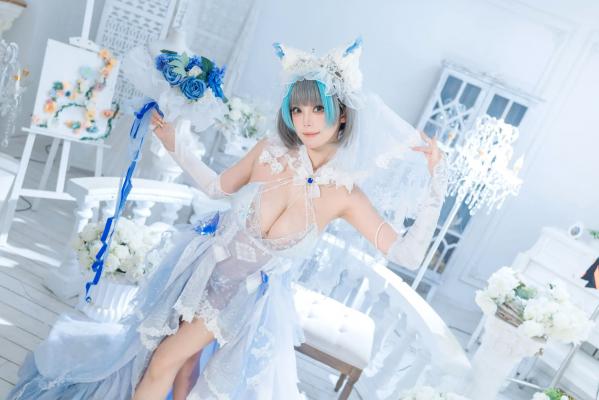    蜜汁猫裘 柴郡花嫁Cosplay高清美图，碧蓝航线角色扮演，唯美婚纱诱惑，演绎纯欲猫娘风情[125P]第89张图片