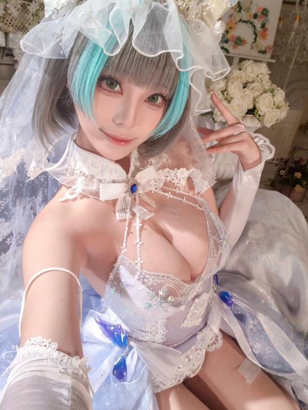    蜜汁猫裘 柴郡花嫁Cosplay高清美图，碧蓝航线角色扮演，唯美婚纱诱惑，演绎纯欲猫娘风情[125P]第106张图片