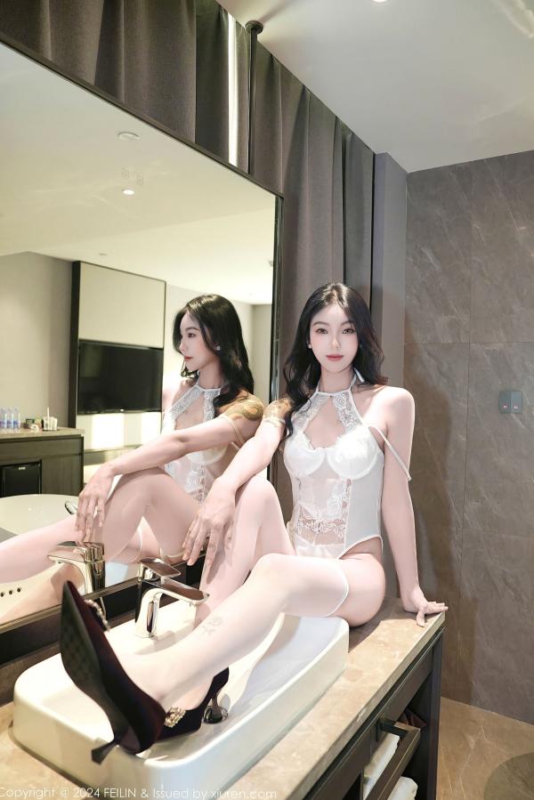    FeiLin嗲囡囡-484期：希恬儿浴室私房写真，欧风白蕾丝内衣搭配白丝，极致性感诱惑，尽显曼妙身姿-2024.11.12第28张图片