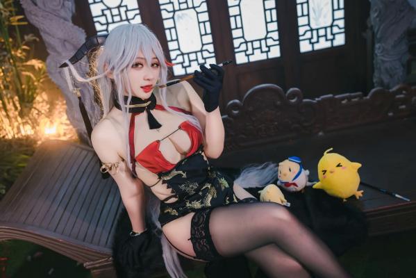    Zyra秋 碧蓝航线埃吉尔COS写真：古风旗袍黑丝诱惑，深度还原经典角色[63P]第7张图片