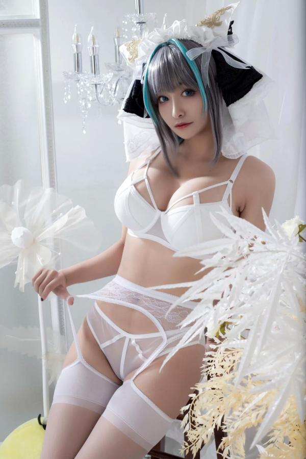    洛璃LoLiSAMA碧蓝航线柴郡COS：清纯与性感并存，纯白内衣演绎室内唯美私房写真[66P]第27张图片