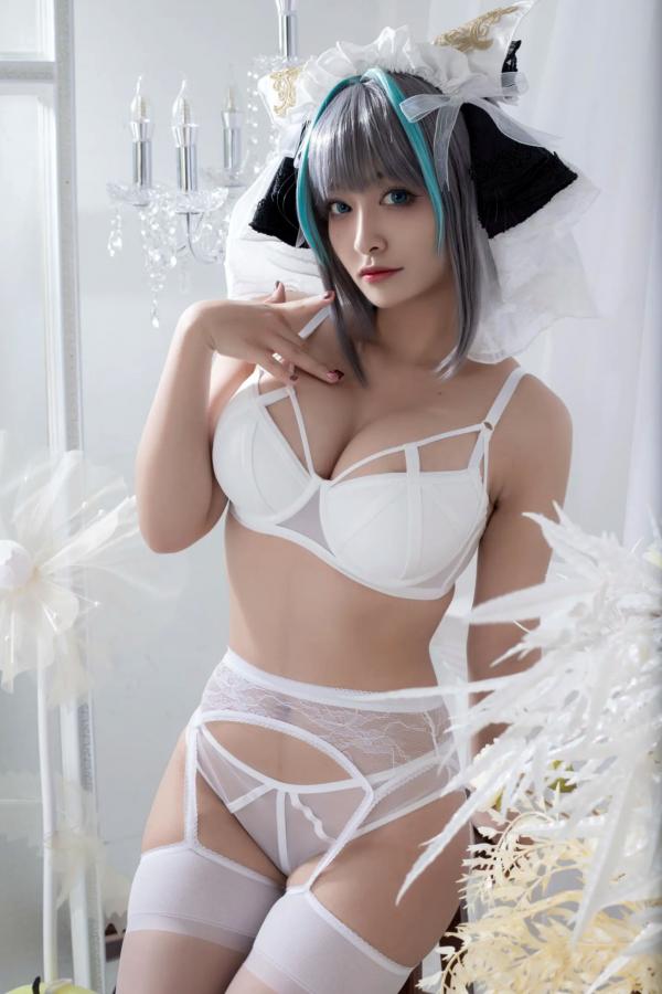    洛璃LoLiSAMA碧蓝航线柴郡COS：清纯与性感并存，纯白内衣演绎室内唯美私房写真[66P]第31张图片