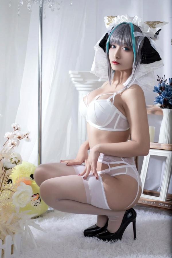    洛璃LoLiSAMA碧蓝航线柴郡COS：清纯与性感并存，纯白内衣演绎室内唯美私房写真[66P]第44张图片