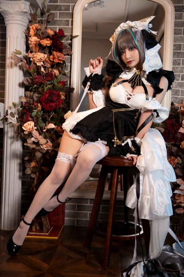    洛璃LoLiSAMA 碧蓝航线柴郡Cosplay[67P]，华丽女仆装超大尺度诱惑私房写真第36张图片