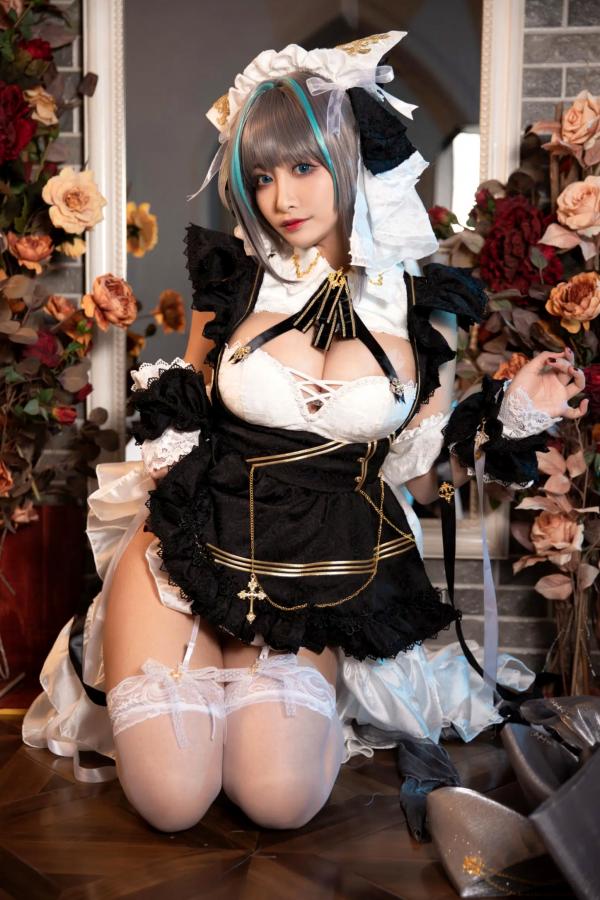    洛璃LoLiSAMA 碧蓝航线柴郡Cosplay[67P]，华丽女仆装超大尺度诱惑私房写真第48张图片