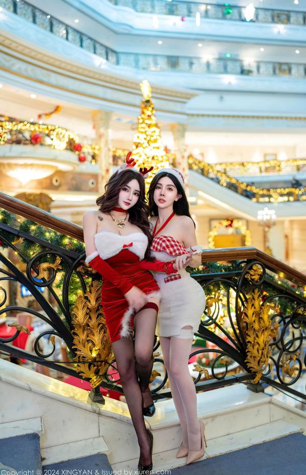    XingYan星颜社-294-潘思沁、温心怡：双人模特情趣红衣兔女郎，圣诞主题极致诱惑，大尺度双姝私房互动，无圣光火辣呈现第1张图片