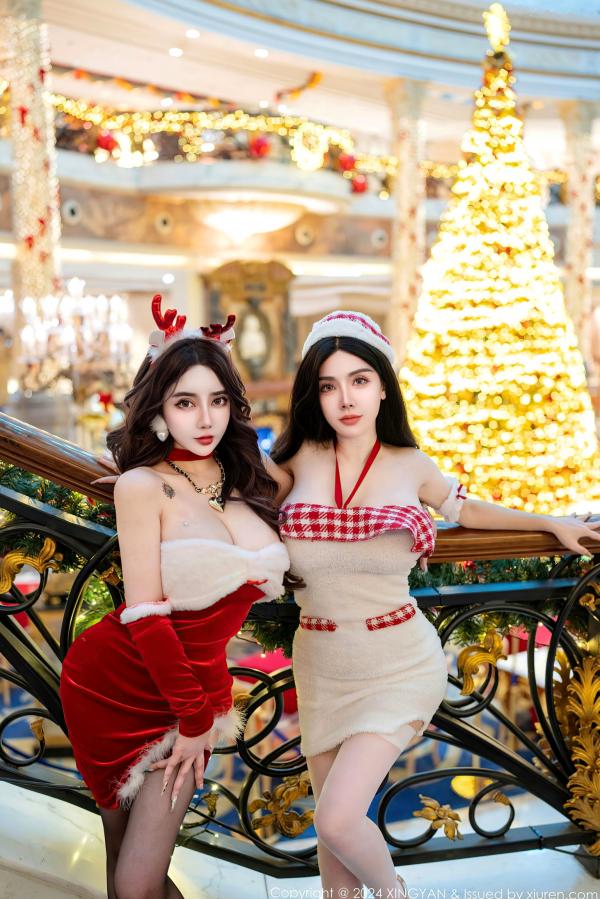    XingYan星颜社-294-潘思沁、温心怡：双人模特情趣红衣兔女郎，圣诞主题极致诱惑，大尺度双姝私房互动，无圣光火辣呈现第5张图片