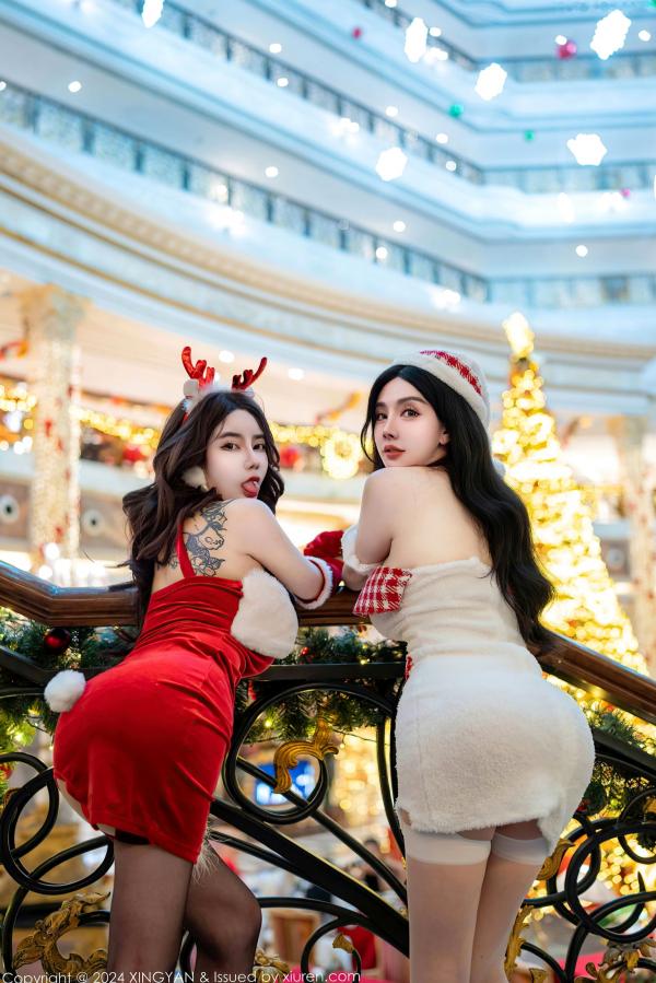    XingYan星颜社-294-潘思沁、温心怡：双人模特情趣红衣兔女郎，圣诞主题极致诱惑，大尺度双姝私房互动，无圣光火辣呈现第7张图片