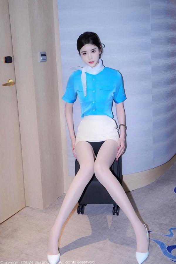    秀人网9269-Erikaki：天蓝色空姐制服诱惑，室内私房绝美长腿丝袜写真第16张图片