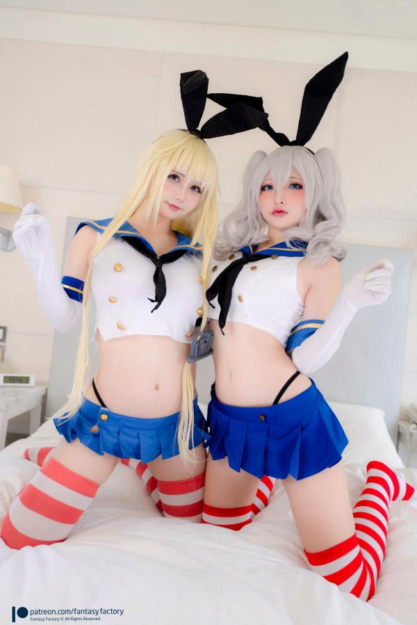    Fantasy-Factory-小丁Ding-鹿岛与岛风Cosplay大尺度特辑-性感兔女郎与水手服诱惑-Kashima＆Shimakaze-With-Rinka-2021.11第2张图片