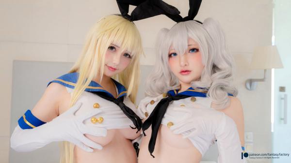   Fantasy-Factory-小丁Ding-鹿岛与岛风Cosplay大尺度特辑-性感兔女郎与水手服诱惑-Kashima＆Shimakaze-With-Rinka-2021.11第5张图片
