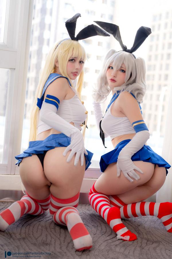    Fantasy-Factory-小丁Ding-鹿岛与岛风Cosplay大尺度特辑-性感兔女郎与水手服诱惑-Kashima＆Shimakaze-With-Rinka-2021.11第14张图片
