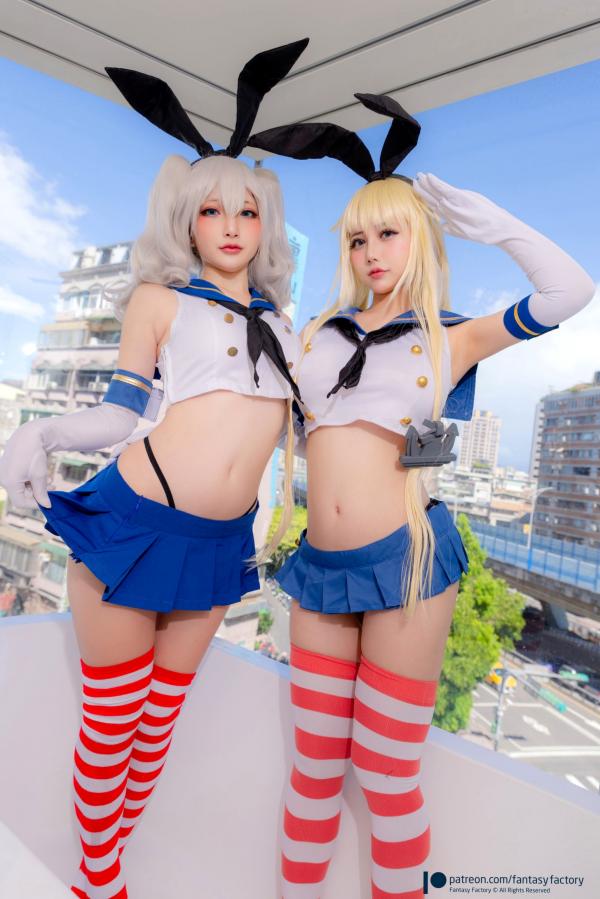    Fantasy-Factory-小丁Ding-鹿岛与岛风Cosplay大尺度特辑-性感兔女郎与水手服诱惑-Kashima＆Shimakaze-With-Rinka-2021.11第26张图片