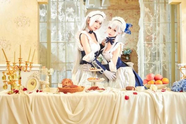    源纱希喵喵喵 x 犹大Yuta - 碧蓝航线贝尔法斯特COSPLAY高清写真，双姝演绎唯美女仆风情，精致妆造，带来极致二次元盛宴第2张图片