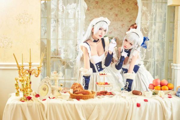    源纱希喵喵喵 x 犹大Yuta - 碧蓝航线贝尔法斯特COSPLAY高清写真，双姝演绎唯美女仆风情，精致妆造，带来极致二次元盛宴第3张图片