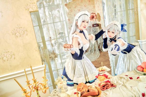    源纱希喵喵喵 x 犹大Yuta - 碧蓝航线贝尔法斯特COSPLAY高清写真，双姝演绎唯美女仆风情，精致妆造，带来极致二次元盛宴第5张图片