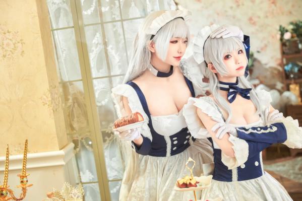    源纱希喵喵喵 x 犹大Yuta - 碧蓝航线贝尔法斯特COSPLAY高清写真，双姝演绎唯美女仆风情，精致妆造，带来极致二次元盛宴第6张图片