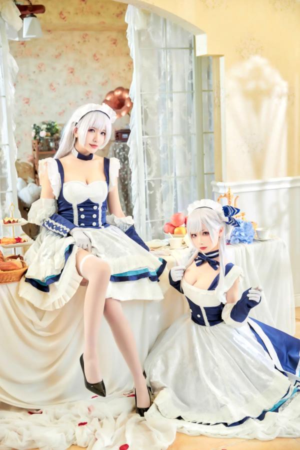    源纱希喵喵喵 x 犹大Yuta - 碧蓝航线贝尔法斯特COSPLAY高清写真，双姝演绎唯美女仆风情，精致妆造，带来极致二次元盛宴第8张图片
