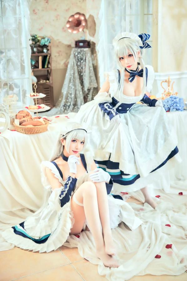    源纱希喵喵喵 x 犹大Yuta - 碧蓝航线贝尔法斯特COSPLAY高清写真，双姝演绎唯美女仆风情，精致妆造，带来极致二次元盛宴第28张图片