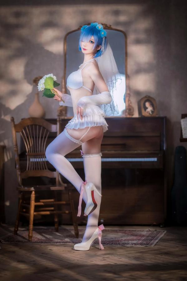    封疆疆v 蕾姆花嫁COS，二次元动漫游戏角色，纯白蕾丝内衣私房照，梦幻唯美，气质动人[26P]第3张图片