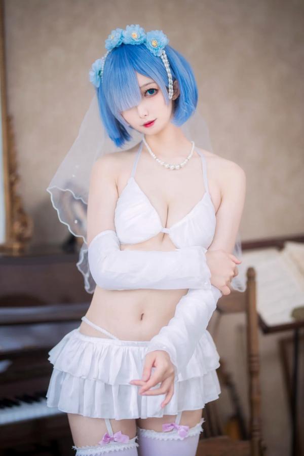    封疆疆v 蕾姆花嫁COS，二次元动漫游戏角色，纯白蕾丝内衣私房照，梦幻唯美，气质动人[26P]第6张图片