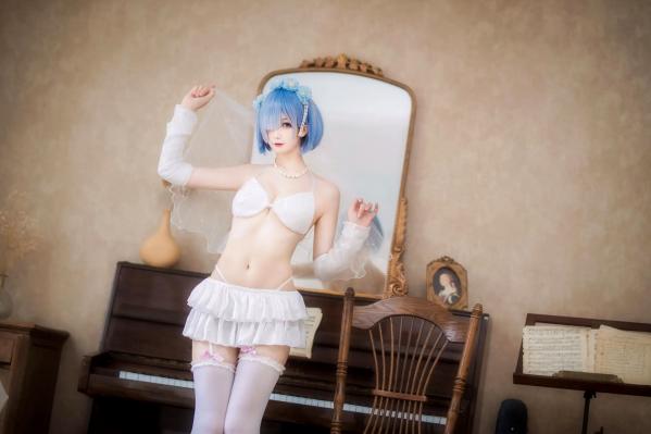    封疆疆v 蕾姆花嫁COS，二次元动漫游戏角色，纯白蕾丝内衣私房照，梦幻唯美，气质动人[26P]第7张图片
