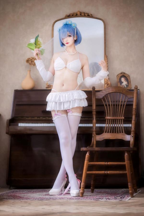    封疆疆v 蕾姆花嫁COS，二次元动漫游戏角色，纯白蕾丝内衣私房照，梦幻唯美，气质动人[26P]第8张图片