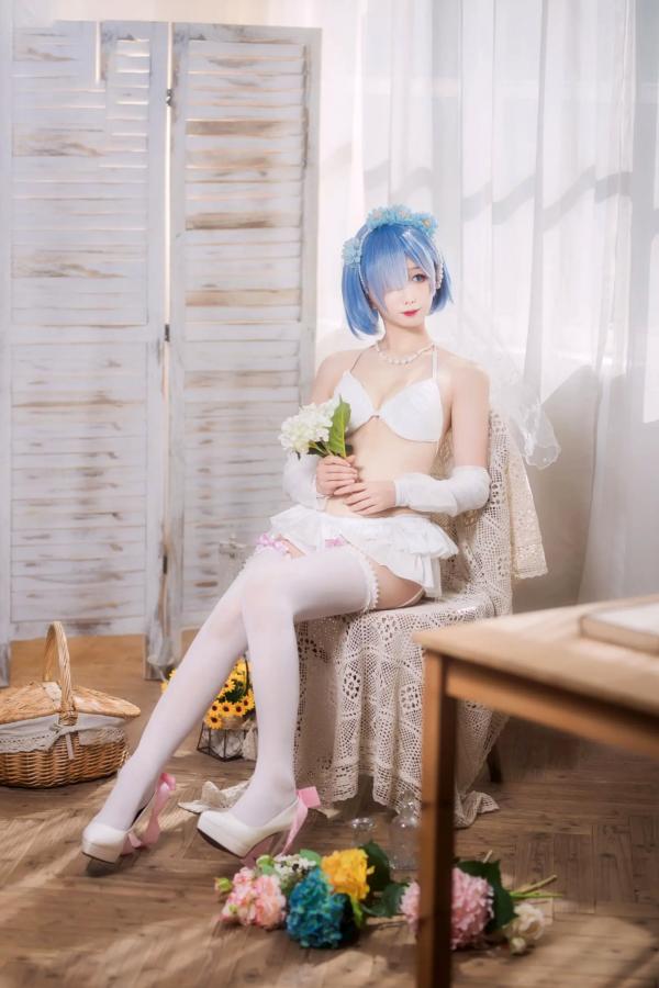   封疆疆v 蕾姆花嫁COS，二次元动漫游戏角色，纯白蕾丝内衣私房照，梦幻唯美，气质动人[26P]第10张图片