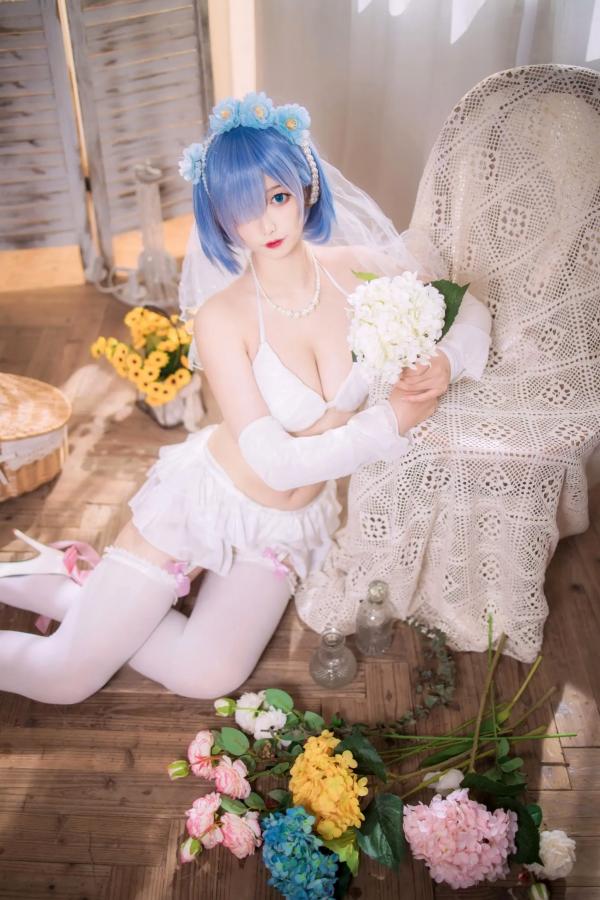    封疆疆v 蕾姆花嫁COS，二次元动漫游戏角色，纯白蕾丝内衣私房照，梦幻唯美，气质动人[26P]第13张图片