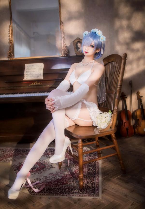    封疆疆v 蕾姆花嫁COS，二次元动漫游戏角色，纯白蕾丝内衣私房照，梦幻唯美，气质动人[26P]第23张图片