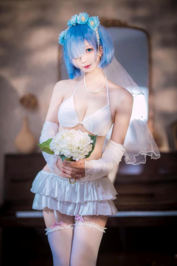    封疆疆v 蕾姆花嫁COS，二次元动漫游戏角色，纯白蕾丝内衣私房照，梦幻唯美，气质动人[26P]第25张图片