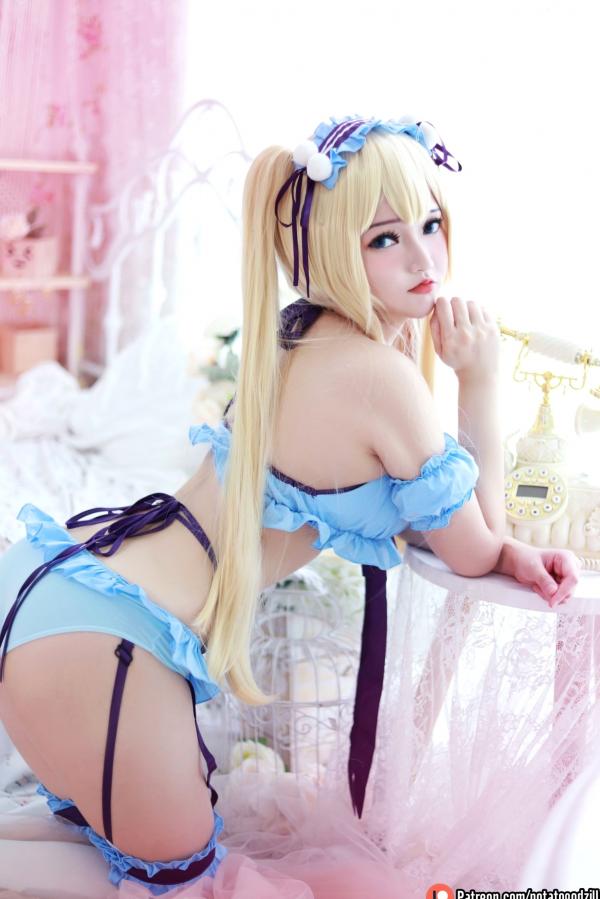   Potato-Godzilla出品：英梨梨Cosplay超大尺度私房照，蓝白蕾丝甜美诱惑，极致身材尽显，二次元美少女角色扮演视觉盛宴第5张图片