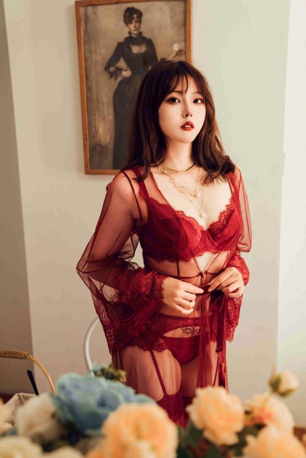    Natsuko夏夏子-秘密恋人红丝袜诱惑蕾丝内衣私房写真第22张图片