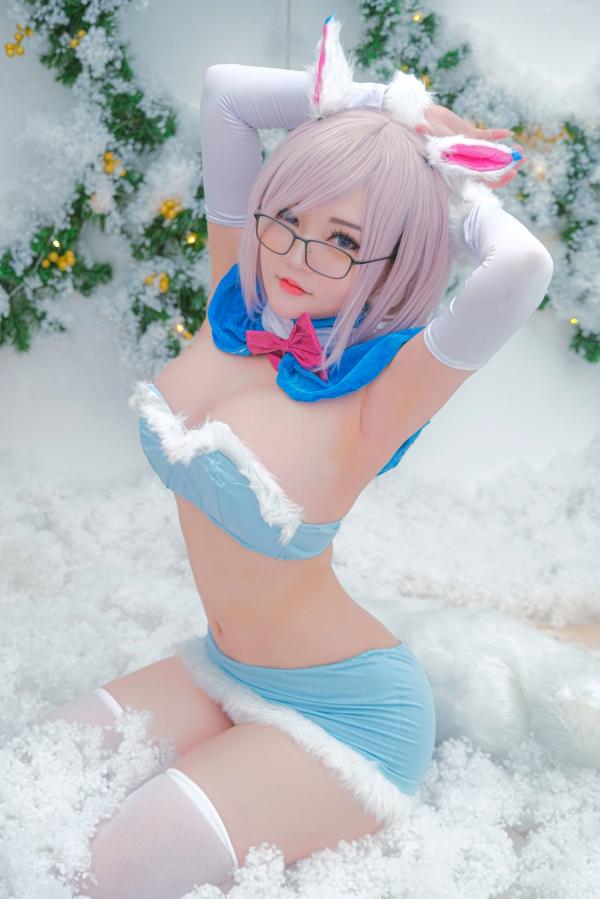    Potato-Godzilla-Mashu-FOU-XMas圣诞Cosplay私房照：粉发眼镜娘雪景福利写真第13张图片