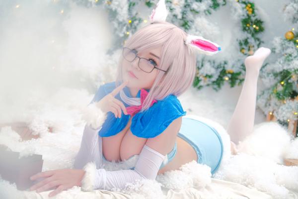    Potato-Godzilla-Mashu-FOU-XMas圣诞Cosplay私房照：粉发眼镜娘雪景福利写真第18张图片