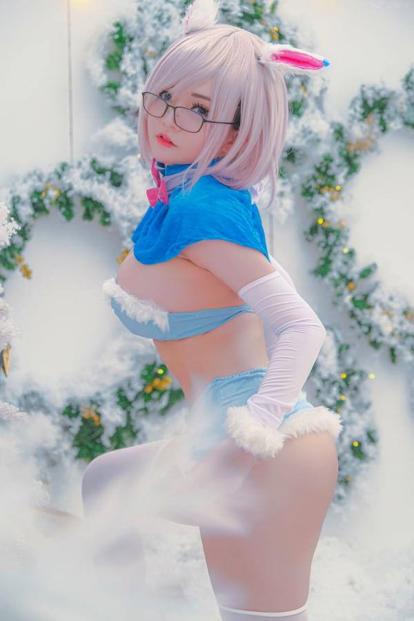    Potato-Godzilla-Mashu-FOU-XMas圣诞Cosplay私房照：粉发眼镜娘雪景福利写真第21张图片