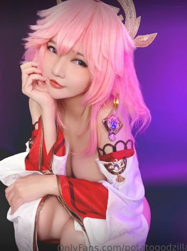    Potato-Godzilla-Yae-Miko八重神子精美Cosplay，梦幻灯光私房诱惑大尺度写真第2张图片
