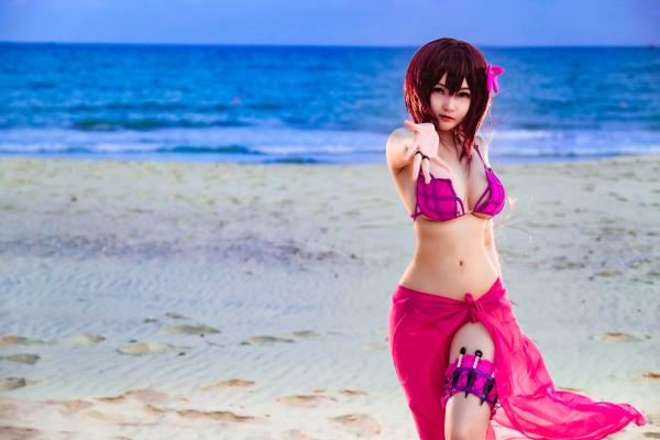    Potato-Godzilla 斯卡哈泳装COSPLAY：海滩比基尼写真，尽显冷艳气质与傲人曲线第9张图片
