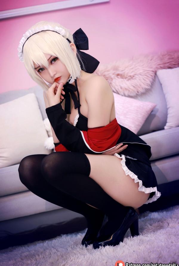    Potato-Godzilla-Saber性感女仆装Cosplay，私房诱惑系列，极致还原与美感并存第16张图片