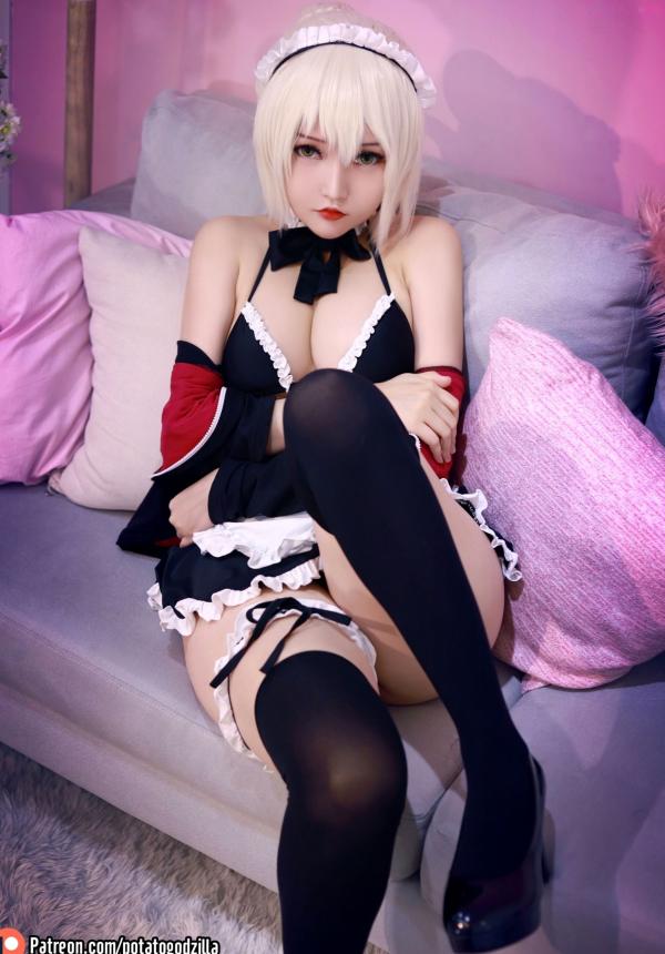    Potato-Godzilla-Saber性感女仆装Cosplay，私房诱惑系列，极致还原与美感并存第20张图片