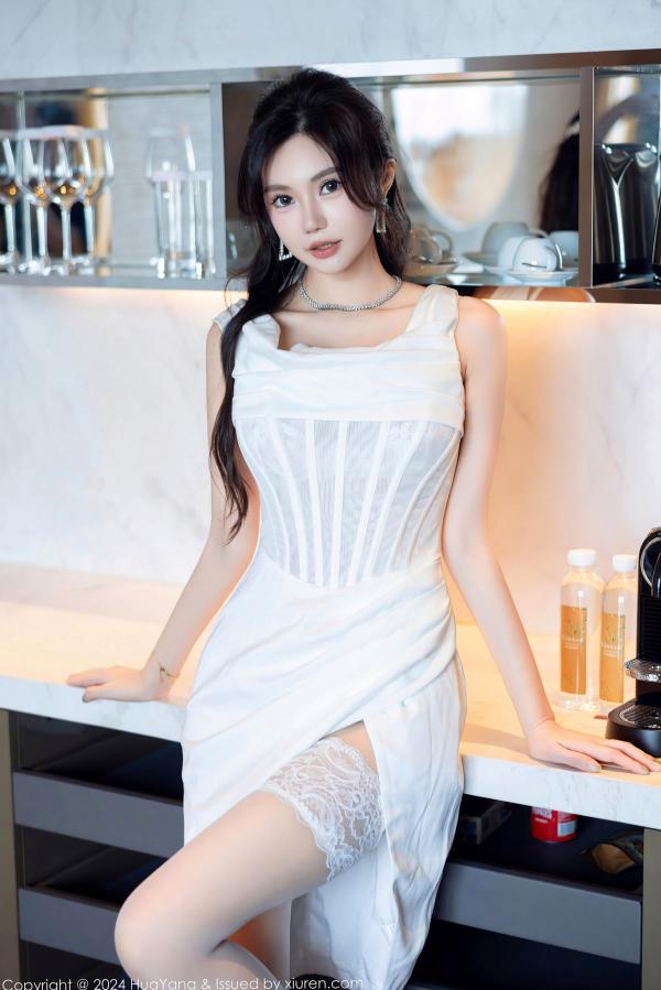    HuaYang花漾-612-绮里嘉ula-纯欲白色蕾丝内衣与丝袜诱惑-高颜值极品私房摄影-2024.10.12-无圣光大尺度第8张图片