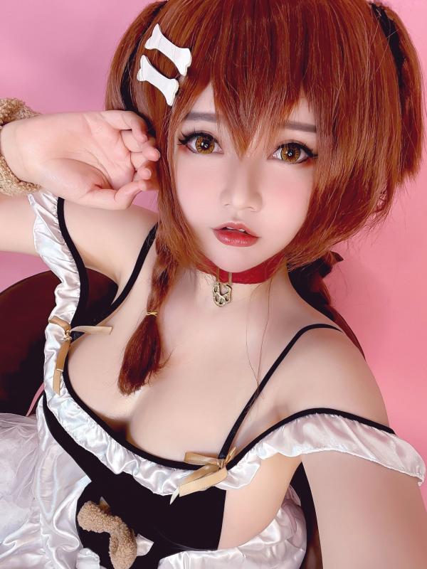    Potato-Godzilla版犬山球(Inugami Korone)性感女仆装COS火辣私房套图第3张图片