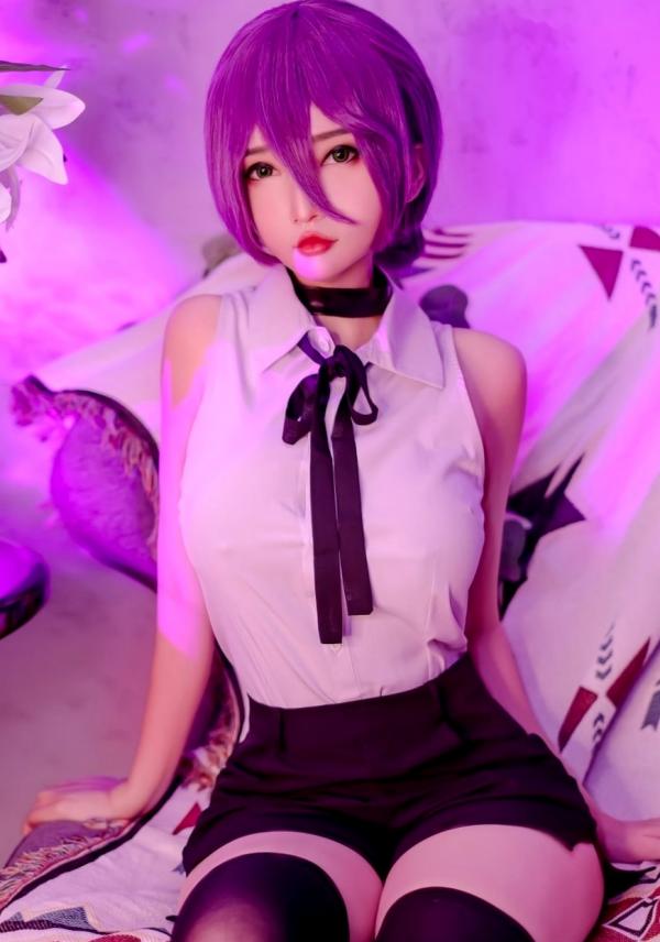    Potato-Godzilla-Reze动漫蕾塞Cosplay私房照：冷艳紫光氛围下的绝对领域与极致性感诱惑第4张图片